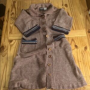 International Open Cardigan Long Vintage 70’ Chocolate Striped